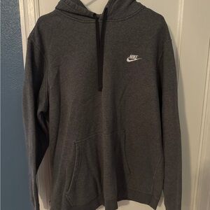 Nike Charcoal Gray Pullover Hoodie with White Logo